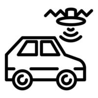 Robotic car and drone icon, outline style vector