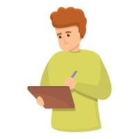 Student with tablet icon, cartoon style vector