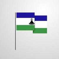 vector de diseño de bandera ondeante de lesotho