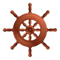 Sea ship wheel icon, cartoon style vector