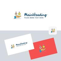 Emoji in hands vector logotype with business card template Elegant corporate identity Vector