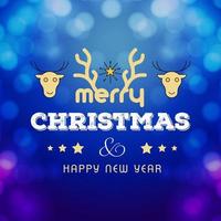 Christmas card design with elegant design and blue background vector