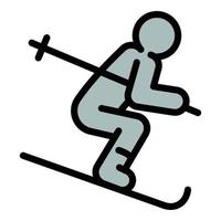 Skier icon, outline style vector