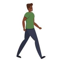 Walking african boy icon, cartoon style vector