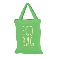 Green eco bag icon, cartoon style vector