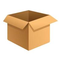 Open parcel box icon, cartoon style vector