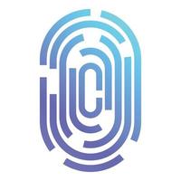 Secured fingerprint icon, cartoon style vector