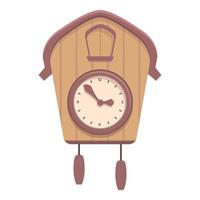 vector de dibujos animados de icono de reloj de cuco de madera. reloj de pared