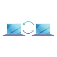 Remote access computer connection icon, cartoon style vector