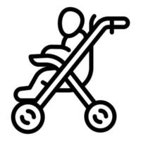 Stroller pram icon, outline style vector