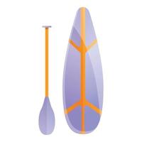 Long sup surfing icon, cartoon style vector