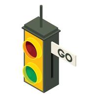 Small traffic lights icon, isometric style vector