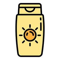 icono de botella de protector solar solar, estilo de esquema vector