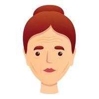 Woman dermatology wrinkles icon, cartoon style vector
