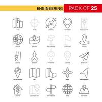 icono de línea negra de ingeniería 25 conjunto de iconos de esquema de negocios vector