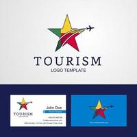 Travel Benin flag Creative Star Logo and Business card design vector