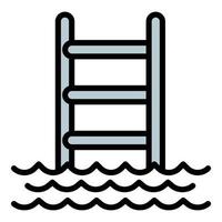 icono de piscina de agua de escalera, estilo de esquema vector