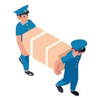 Postmen delivery wardrobe icon, isometric style vector