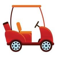 Red golf cart icon, cartoon style vector