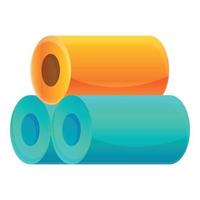 Textile production fiber rolls icon, cartoon style vector
