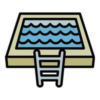 icono de piscina moderna, estilo de esquema vector