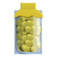 Jar olive icon, cartoon style vector