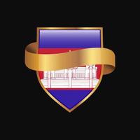 Cambodia flag Golden badge design vector