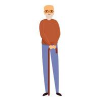 Smiling nursing home patient icon, cartoon style vector