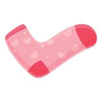 Hearts sock icon, cartoon style vector