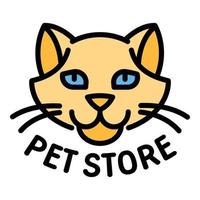 logotipo de la cabeza del gato de la tienda de mascotas, estilo de esquema vector