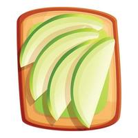 icono de tostadas de aguacate, estilo de dibujos animados vector