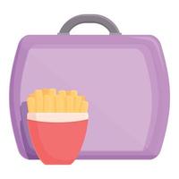 vector de dibujos animados de icono de caja de bocadillos de papas fritas. almuerzo comida
