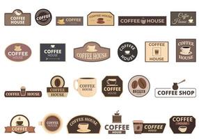 Coffee House signboard icons set cartoon vector. Cafe shop vector