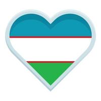 uzbekistán corazón bandera icono vector de dibujos animados. día de la Independencia