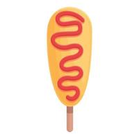 Ketchup corn icon cartoon vector. Corndog stick vector