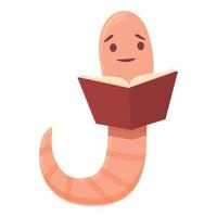 vector de dibujos animados de icono de libro de lectura de gusano. granja de compost