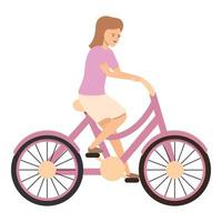 Girl bike ride icon cartoon vector. Sport exercise vector