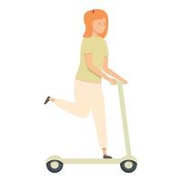 vector de dibujos animados de icono de scooter de niña. ejercicio deportivo