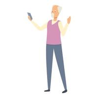 Senior smartphone call icon cartoon vector. Old person vector