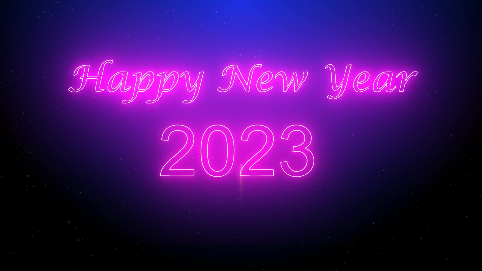happy new year 2023 with neon light effect green screen background