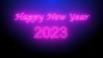 feliz año nuevo 2023 con fondo de pantalla verde con efecto de luz de neón video