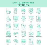 25 conjunto de iconos de seguridad verde vector