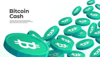 Fondo de banner de concepto de criptomoneda bch de efectivo de bitcoin. vector