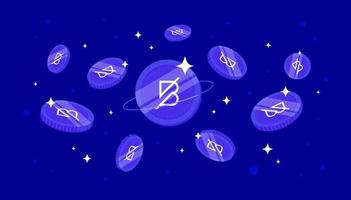 Band Protocol coins falling from the sky. BAND cryptocurrency concept banner background. vector