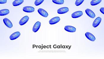 Project Galaxy coin falling from the sky. GAL cryptocurrency concept banner background. vector