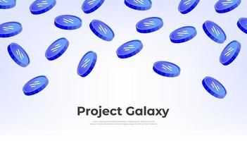 Project Galaxy coin falling from the sky. GAL cryptocurrency concept banner background. vector