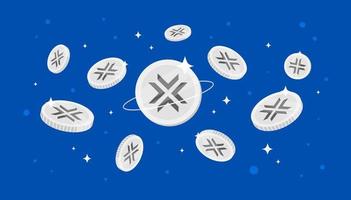 LCX coins falling from the sky. LCX cryptocurrency concept banner background. vector