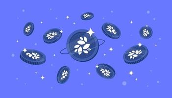 NKN coins falling from the sky. NKN cryptocurrency concept banner background. vector