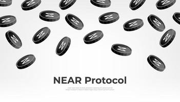 NEAR Protocol coin falling from the sky. NEAR cryptocurrency concept banner background. vector