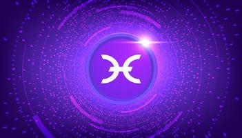 Holo coin crypto currency themed banner. HOT icon on modern purple color background. vector